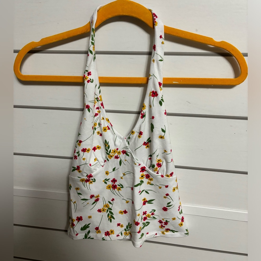 White Floral Blouse with Neck Rim